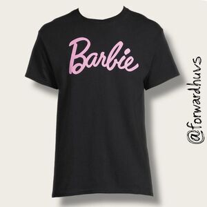 Barbie Graphic Tee – Black with Pink Script – 100% Cotton - Large